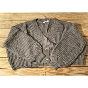 Carly Jean Los Angeles Crop Cardigan Size Medium Women’s Brown Button Up